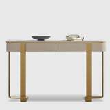 Glam Stone Console Accent Table with Stainless Steel Bracket for Hall