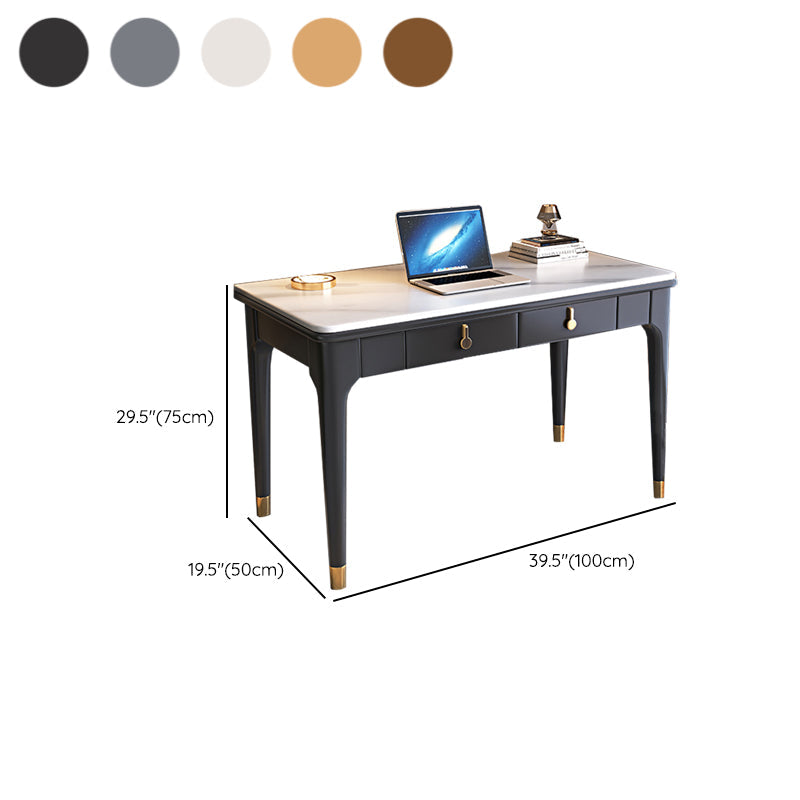 Glam Style Stone Writing Desk Solid Wood Rectangular Office Desk Clearhalo 'furn' 'furn_office_desk' 'Furniture' 'Office Desks' 'Office Furniture' 'office_desk' 7753373