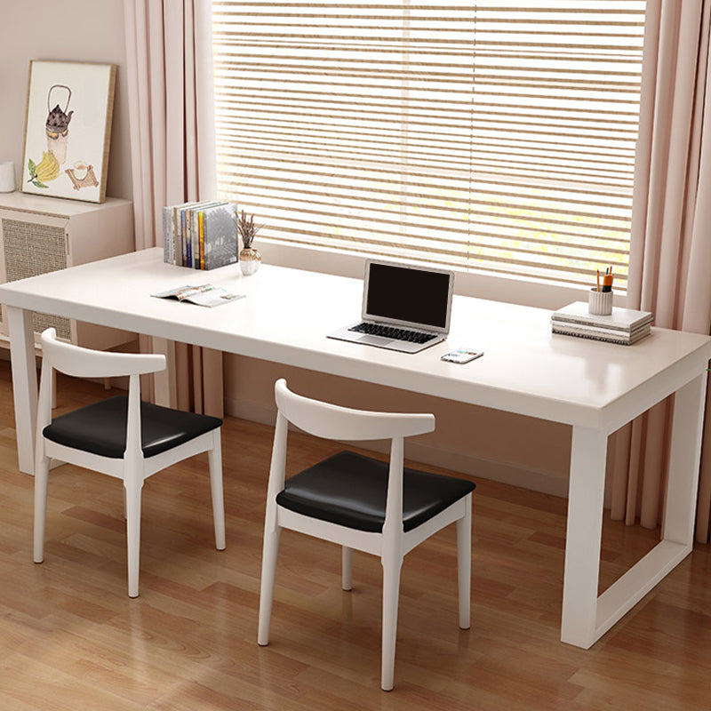 Contemporary Style Office Desk Rectangular Shape Task Desk with 2 Legs 55.1"L x 23.6"W x 29.5"H White Clearhalo 'furn' 'furn_office_desk' 'Furniture' 'Office Desks' 'Office Furniture' 'office_desk' 7753378