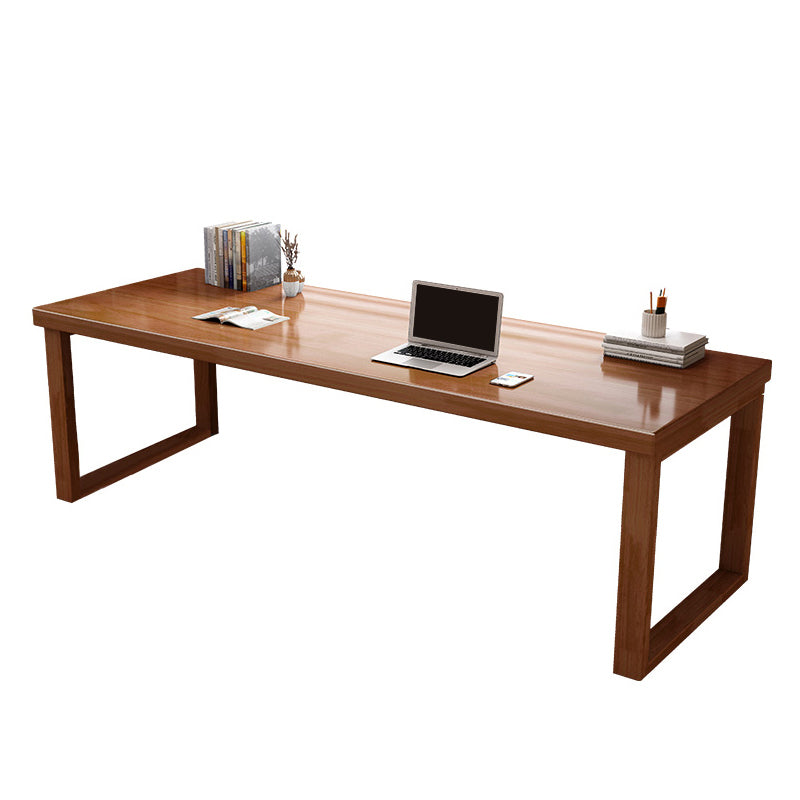 Contemporary Style Office Desk Rectangular Shape Task Desk with 2 Legs Nut-Brown Clearhalo 'furn' 'furn_office_desk' 'Furniture' 'Office Desks' 'Office Furniture' 'office_desk' 7753379