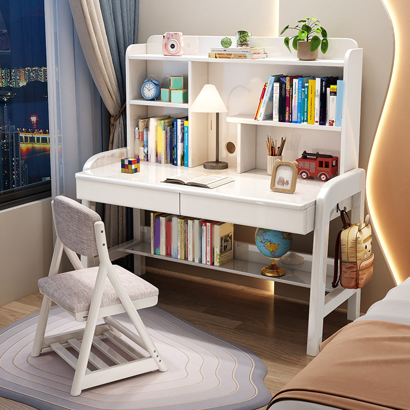 棚付きのソリッドウッド調整可能な高さのライティングデスク長方形のオフィスデスク