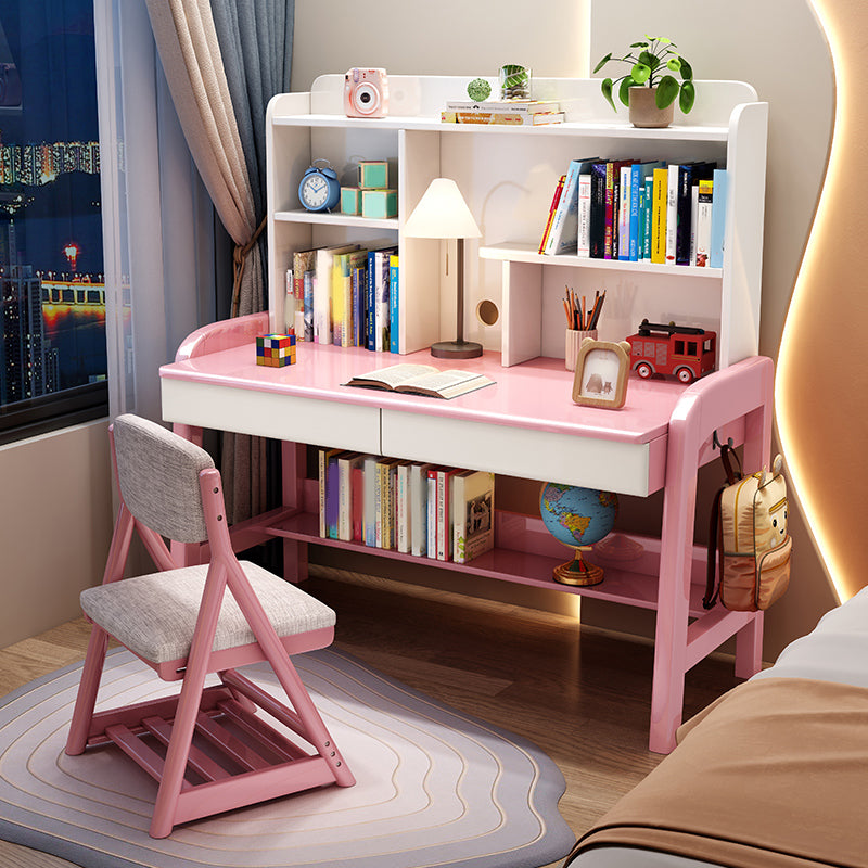 棚付きのソリッドウッド調整可能な高さのライティングデスク長方形のオフィスデスク