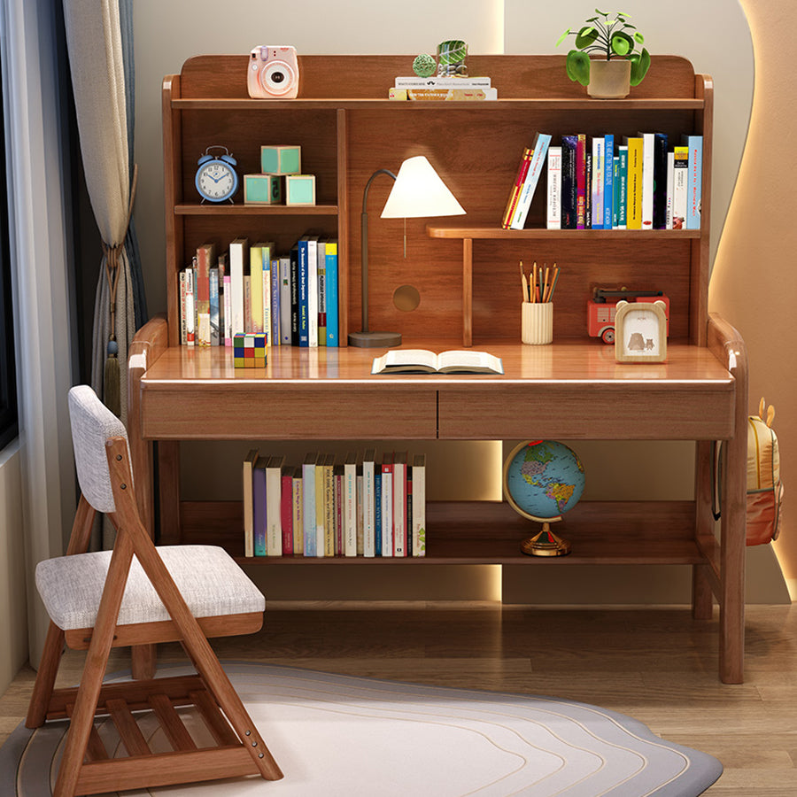 棚付きのソリッドウッド調整可能な高さのライティングデスク長方形のオフィスデスク