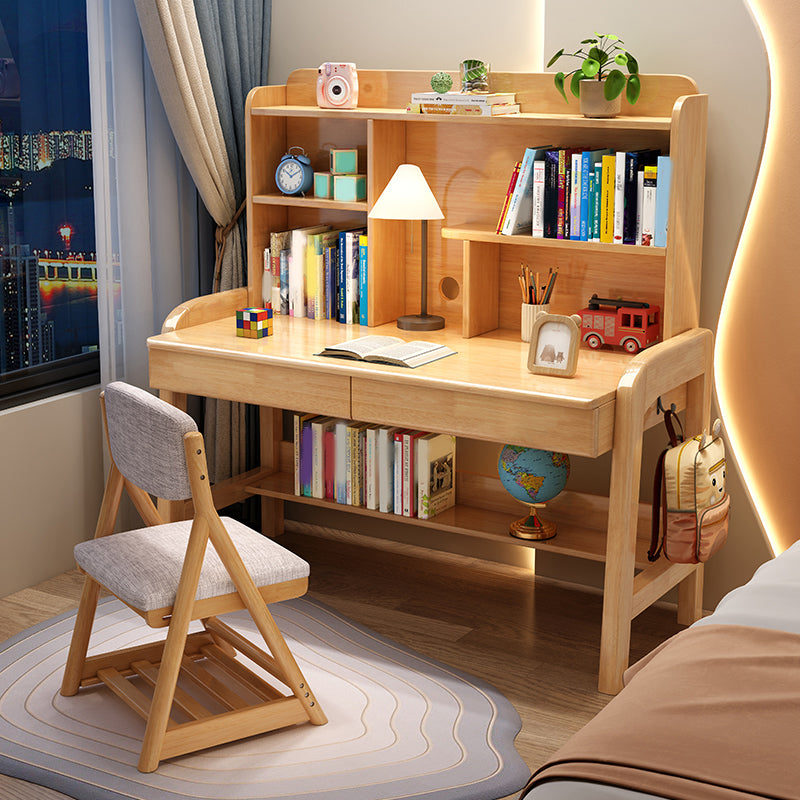 棚付きのソリッドウッド調整可能な高さのライティングデスク長方形のオフィスデスク