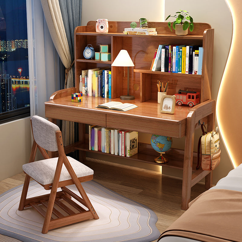 棚付きのソリッドウッド調整可能な高さのライティングデスク長方形のオフィスデスク