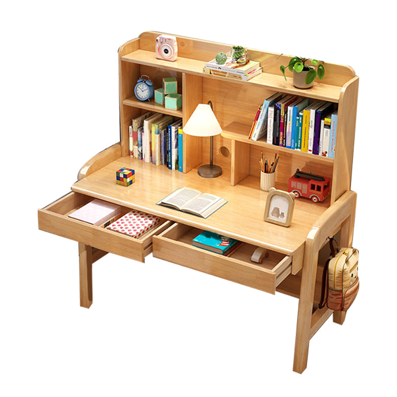 棚付きのソリッドウッド調整可能な高さのライティングデスク長方形のオフィスデスク