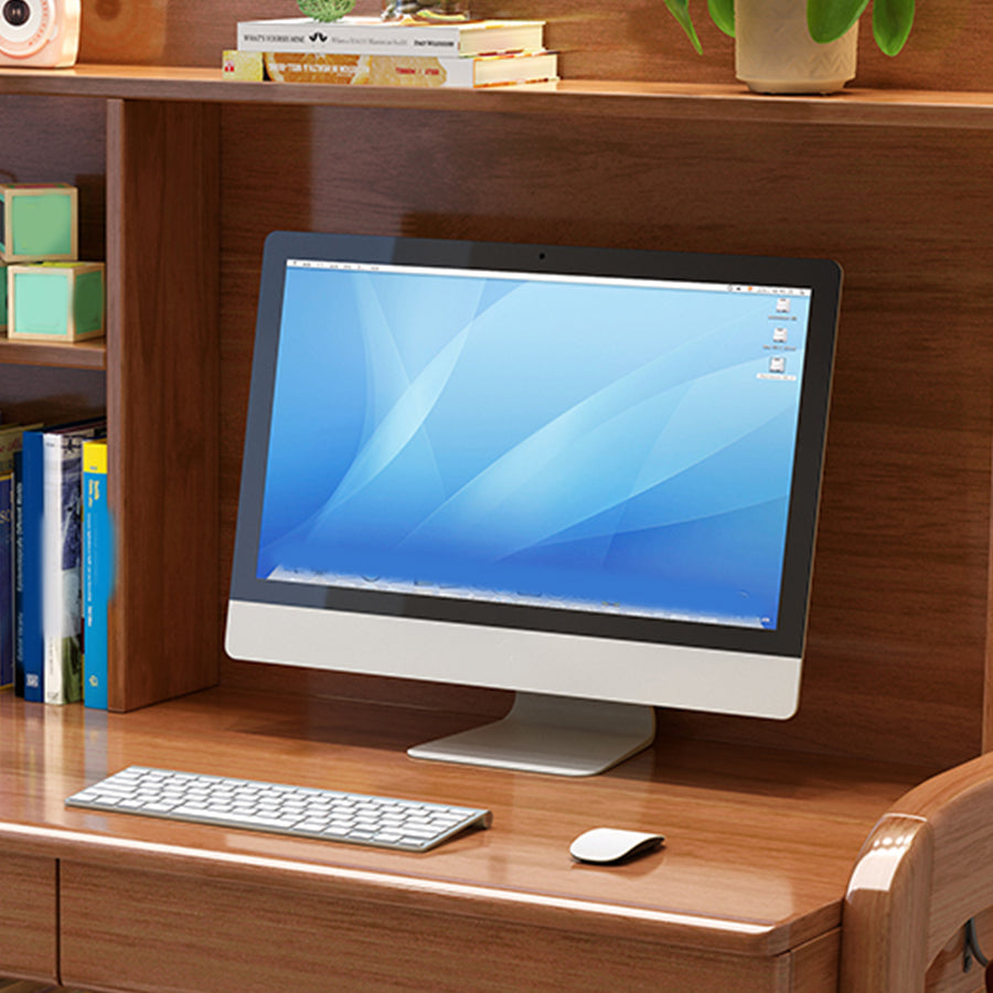 棚付きのソリッドウッド調整可能な高さのライティングデスク長方形のオフィスデスク