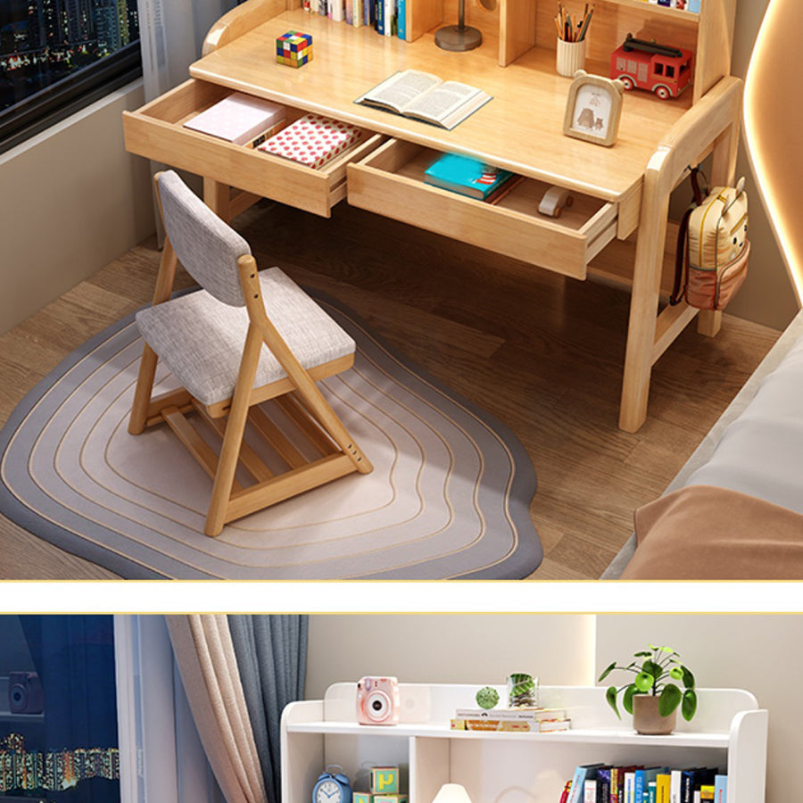 棚付きのソリッドウッド調整可能な高さのライティングデスク長方形のオフィスデスク