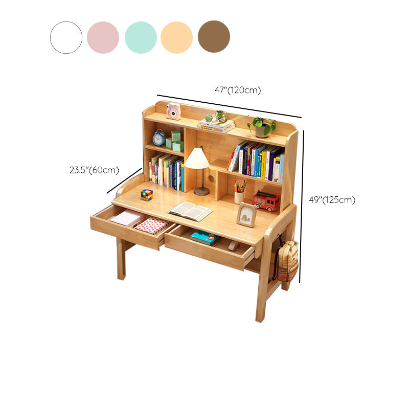 棚付きのソリッドウッド調整可能な高さのライティングデスク長方形のオフィスデスク