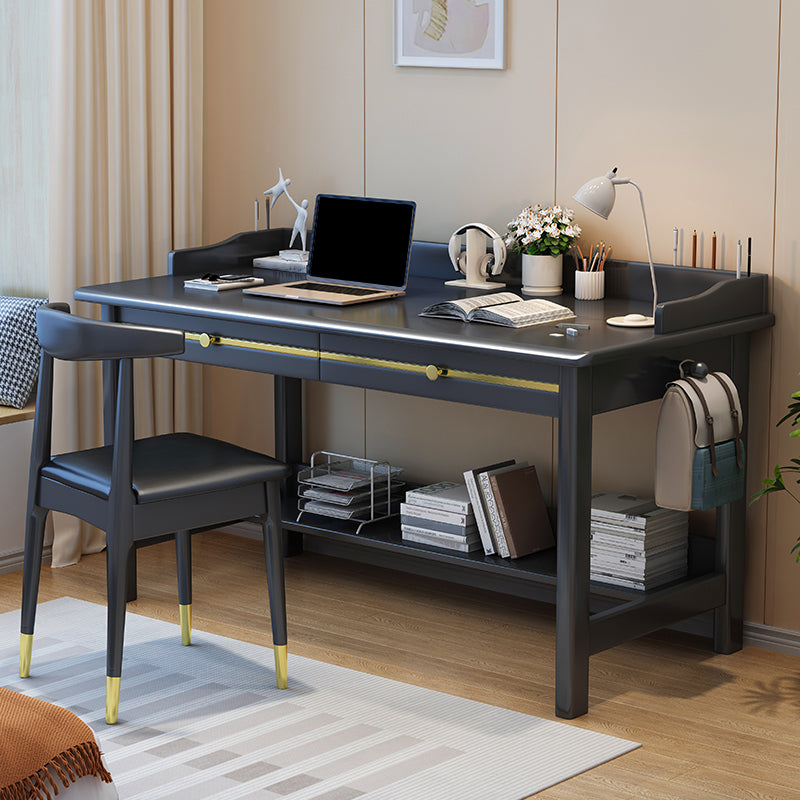 Rubber Wood Glam Style Computer Desk Home 23.6 Inch Wide Writing Desk