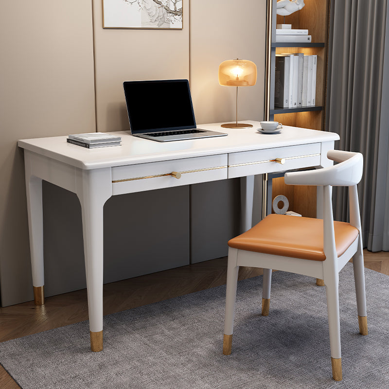 Modern Home Office Desk Parsons Base Wood Writing Desk , 29.5"H 39.4"L x 23.6"W x 29.5"H White Clearhalo 'furn' 'furn_office_desk' 'Furniture' 'Office Desks' 'Office Furniture' 'office_desk' 7753462