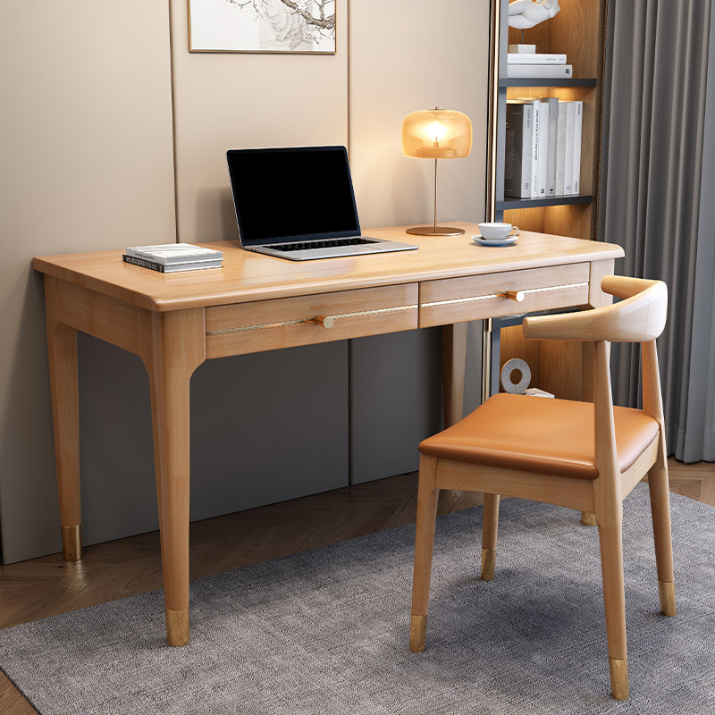 Modern Home Office Desk Parsons Base Wood Writing Desk , 29.5"H 39.4"L x 23.6"W x 29.5"H Natural Clearhalo 'furn' 'furn_office_desk' 'Furniture' 'Office Desks' 'Office Furniture' 'office_desk' 7753465