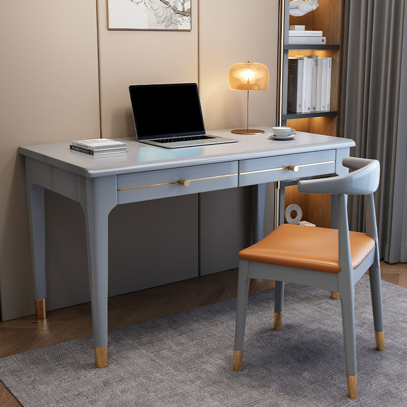 Modern Home Office Desk Parsons Base Wood Writing Desk , 29.5"H 39.4"L x 23.6"W x 29.5"H Grey Clearhalo 'furn' 'furn_office_desk' 'Furniture' 'Office Desks' 'Office Furniture' 'office_desk' 7753466