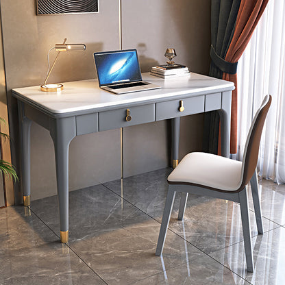 Glam Style Home Office Desk Solid Wood Base Rectangular Writing Desk Grey Clearhalo 'furn' 'furn_office_desk' 'Furniture' 'Office Desks' 'Office Furniture' 'office_desk' 7753530