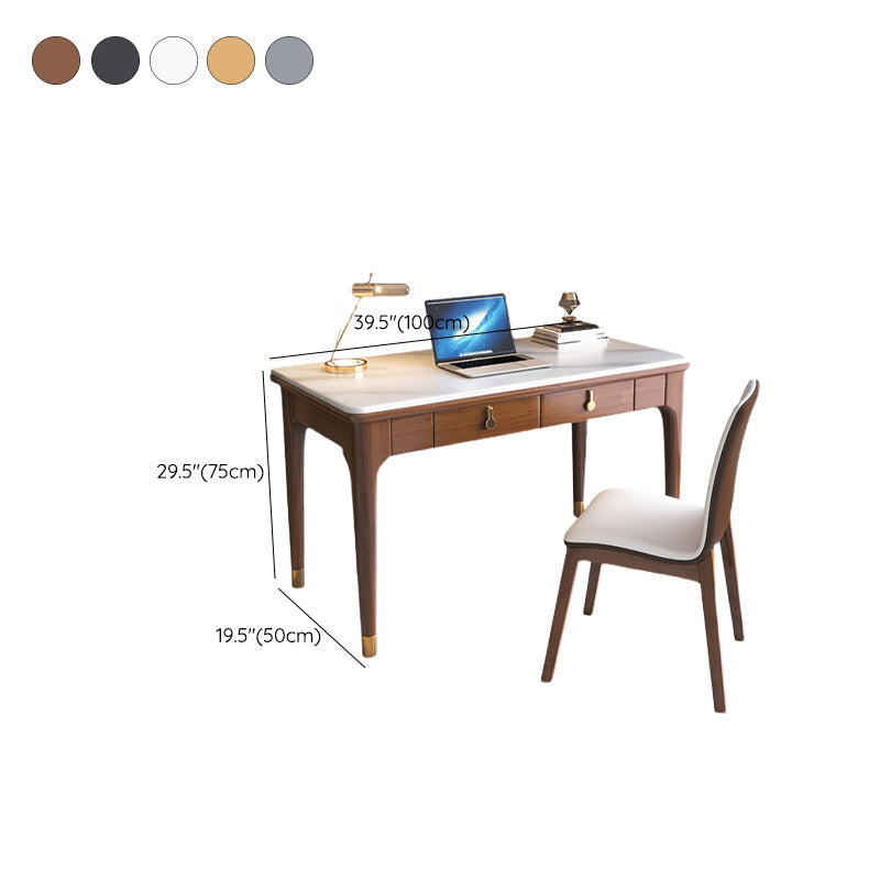 Glam Style Home Office Desk Solid Wood Base Rectangular Writing Desk Clearhalo 'furn' 'furn_office_desk' 'Furniture' 'Office Desks' 'Office Furniture' 'office_desk' 7753538