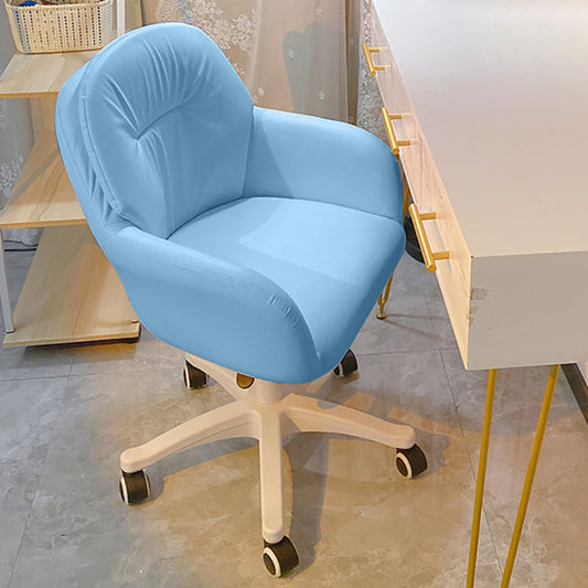 Modern Office Chair No Distressing Armless Ergonomic Chair with Wheels Blue 1 Piece Pillow Not Included