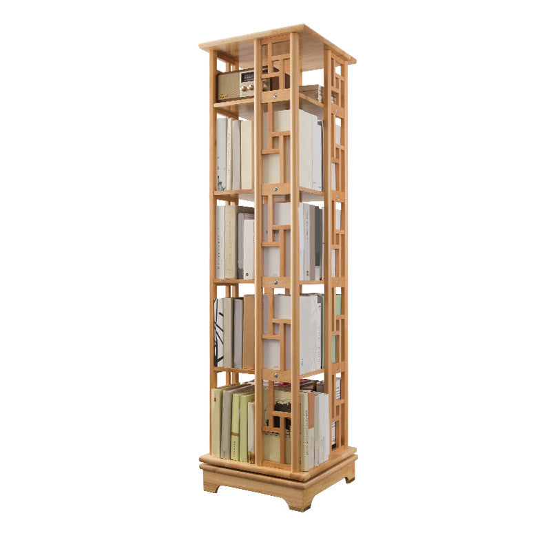 Mid Century Modern Open Storage Bookcase with Shelves for Home Office 17"L x 17"W x 67"H Natural Clearhalo 'Bookcases' 'furn' 'furn_bookcases' 'Furniture' 'Office Furniture' 7754117