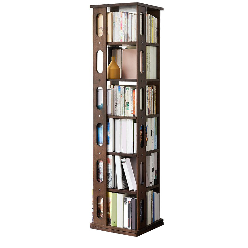 Mid Century Modern Open Storage Bookcase with Shelves for Home Office 16"L x 16"W x 69"H Walnut Clearhalo 'Bookcases' 'furn' 'furn_bookcases' 'Furniture' 'Office Furniture' 7754119