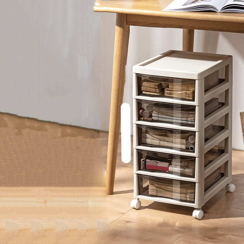 Mobile moderno di archiviazione verticale cassetti di plastica trasparente