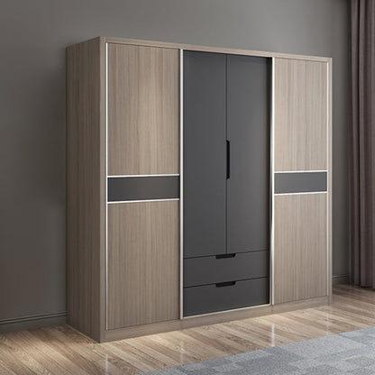 Sliding Contemporary Wardrobe Armoire Wooden Storage Cabinet with Shelves
