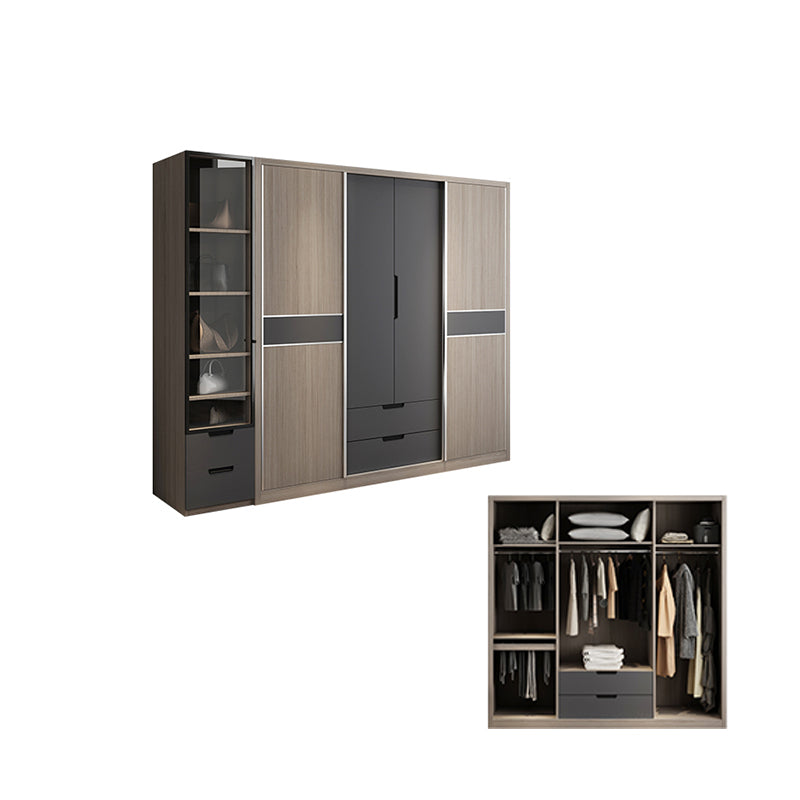 Sliding Contemporary Wardrobe Armoire Wooden Storage Cabinet with Shelves