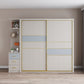 Sliding Wardrobe Closet with Shelves Contemporary Wardrobe Cabinet Armoire with Side Cabinet 63"L x 24"W x 79"H Clearhalo 'Armoires & Wardrobes' 'armoires_wardrobes' 'Bedroom Furniture' 'furn' 'furn_armoires_wardrobes' 'Furniture' 7754522