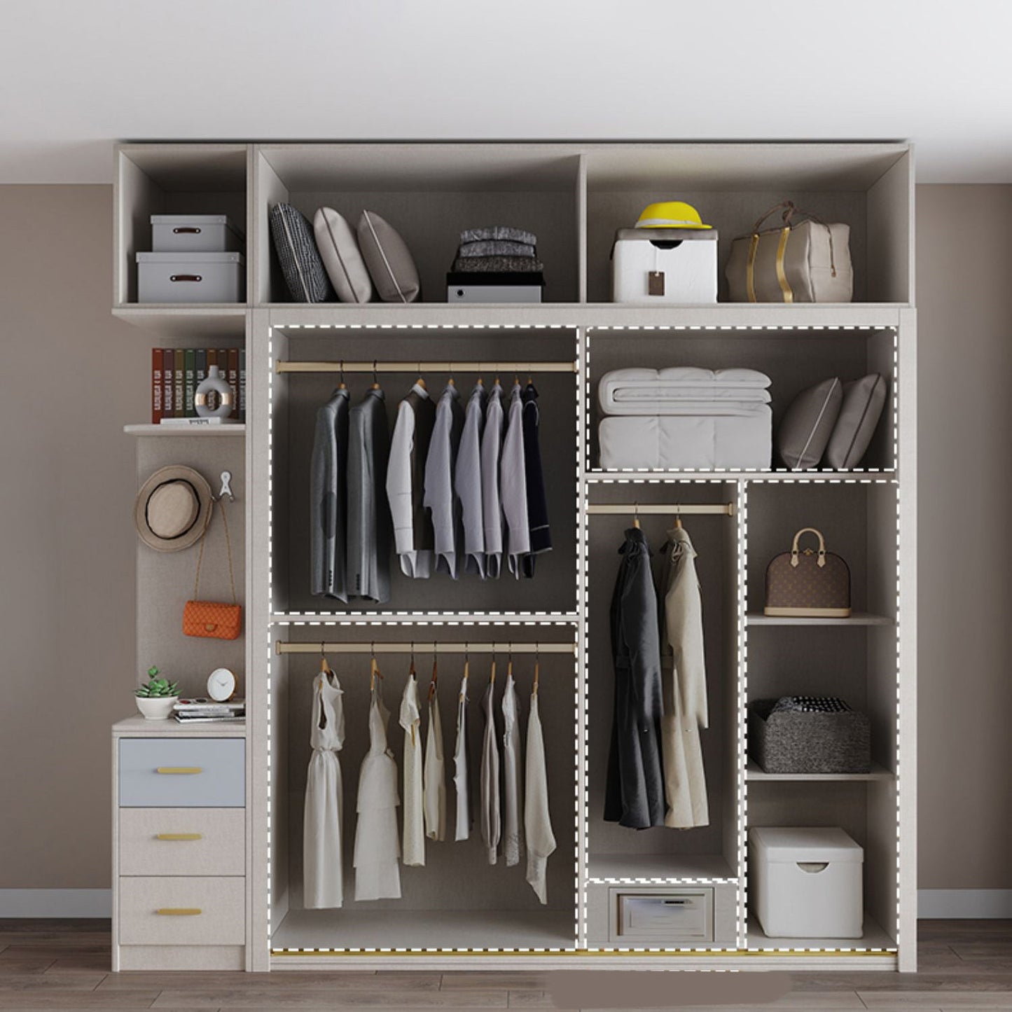 Sliding Wardrobe Closet with Shelves Contemporary Wardrobe Cabinet Clearhalo 'Armoires & Wardrobes' 'armoires_wardrobes' 'Bedroom Furniture' 'furn' 'furn_armoires_wardrobes' 'Furniture' 7754530