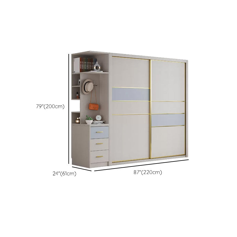 Sliding Wardrobe Closet with Shelves Contemporary Wardrobe Cabinet Clearhalo 'Armoires & Wardrobes' 'armoires_wardrobes' 'Bedroom Furniture' 'furn' 'furn_armoires_wardrobes' 'Furniture' 7754549
