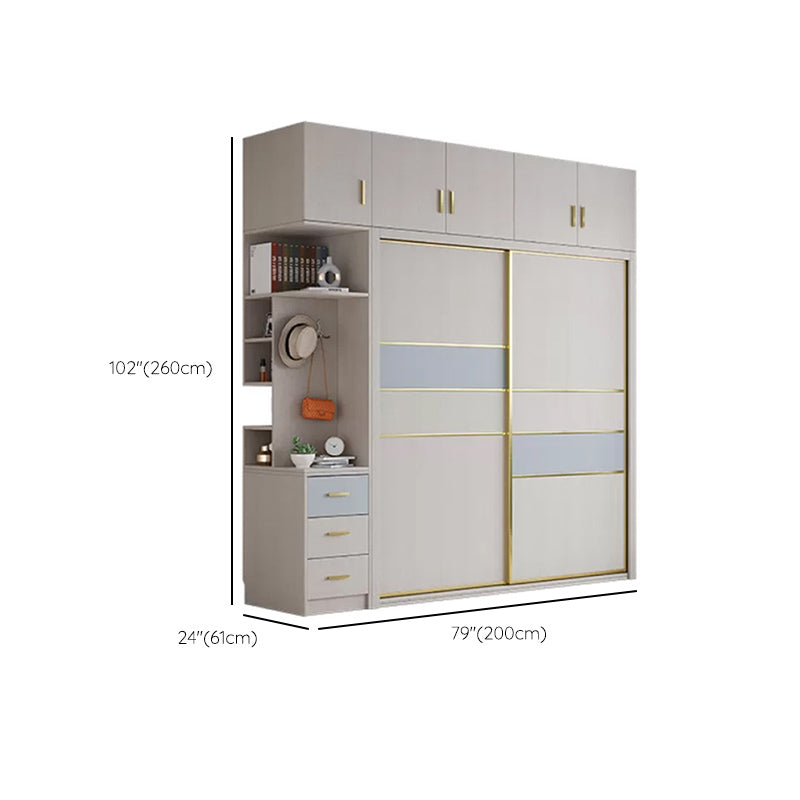 Sliding Wardrobe Closet with Shelves Contemporary Wardrobe Cabinet Clearhalo 'Armoires & Wardrobes' 'armoires_wardrobes' 'Bedroom Furniture' 'furn' 'furn_armoires_wardrobes' 'Furniture' 7754553