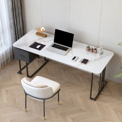 Bureau d'écriture en pierre contemporaine Bureau de bureau rectangulaire en métal