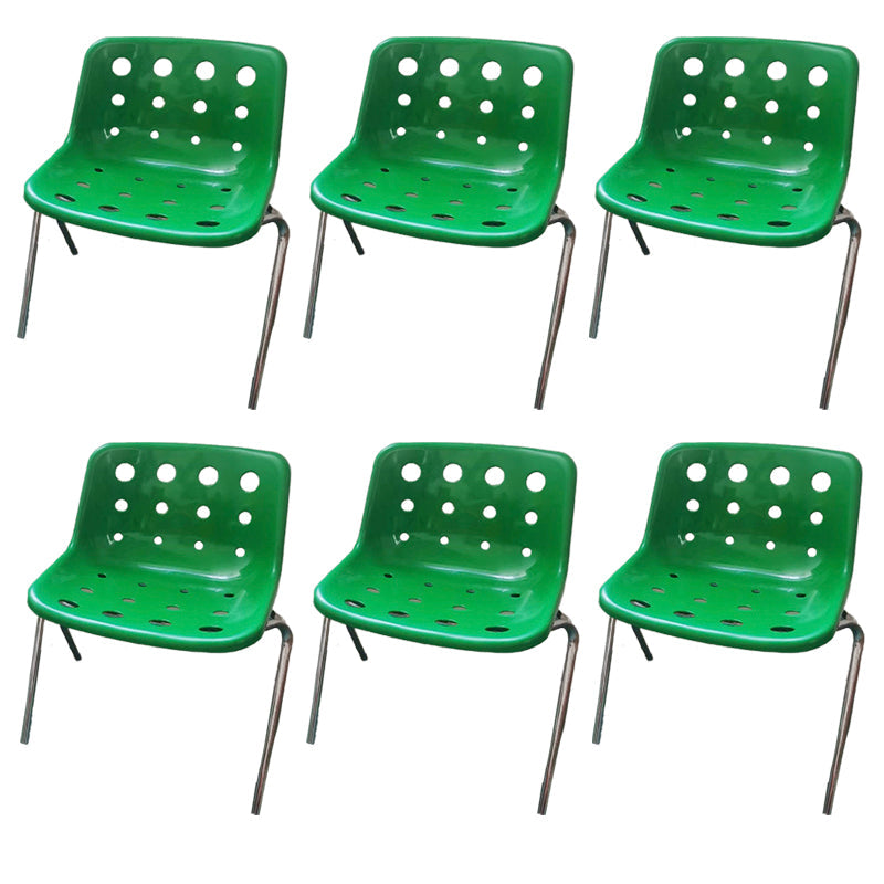 Chaise latéral d'empilement en plastique de style moderne chaise sans bras avec des jambes chromées