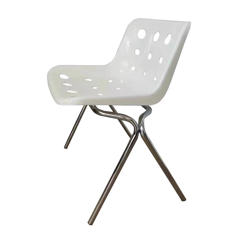 Chaise latéral d'empilement en plastique de style moderne chaise sans bras avec des jambes chromées
