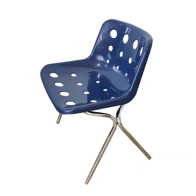 Chaise latéral d'empilement en plastique de style moderne chaise sans bras avec des jambes chromées