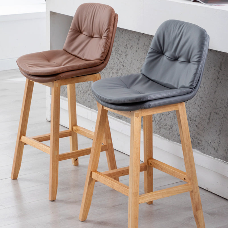 Contemporary Solid Wood Legs Faux Leather Indoor Counter Stools with Cushion Clearhalo 'Bar Furniture' 'Bar Stools' 'bar_stools' 'furn' 'furn_bar_stools' 'Furniture' 'Kitchen & Dining Furniture' 7756969