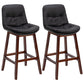 Contemporary Solid Wood Legs Faux Leather Indoor Counter Stools with Cushion Black Brown 2 Piece Set Clearhalo 'Bar Furniture' 'Bar Stools' 'bar_stools' 'furn' 'furn_bar_stools' 'Furniture' 'Kitchen & Dining Furniture' 7756970
