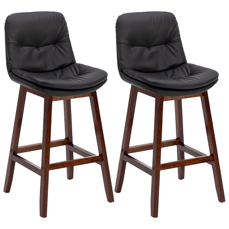 Contemporary Solid Wood Legs Faux Leather Indoor Counter Stools with Cushion Black Brown 2 Piece Set Clearhalo 'Bar Furniture' 'Bar Stools' 'bar_stools' 'furn' 'furn_bar_stools' 'Furniture' 'Kitchen & Dining Furniture' 7756970