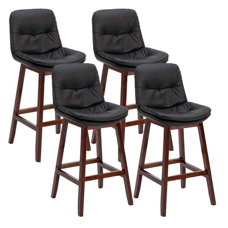 Contemporary Solid Wood Legs Faux Leather Indoor Counter Stools with Cushion Black Brown 4 Piece Set Clearhalo 'Bar Furniture' 'Bar Stools' 'bar_stools' 'furn' 'furn_bar_stools' 'Furniture' 'Kitchen & Dining Furniture' 7756971