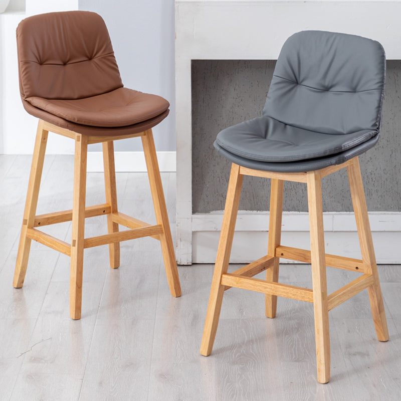 Contemporary Solid Wood Legs Faux Leather Indoor Counter Stools with Cushion Clearhalo 'Bar Furniture' 'Bar Stools' 'bar_stools' 'furn' 'furn_bar_stools' 'Furniture' 'Kitchen & Dining Furniture' 7756972