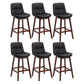 Contemporary Solid Wood Legs Faux Leather Indoor Counter Stools with Cushion Black Brown 6 Piece Set Clearhalo 'Bar Furniture' 'Bar Stools' 'bar_stools' 'furn' 'furn_bar_stools' 'Furniture' 'Kitchen & Dining Furniture' 7756973