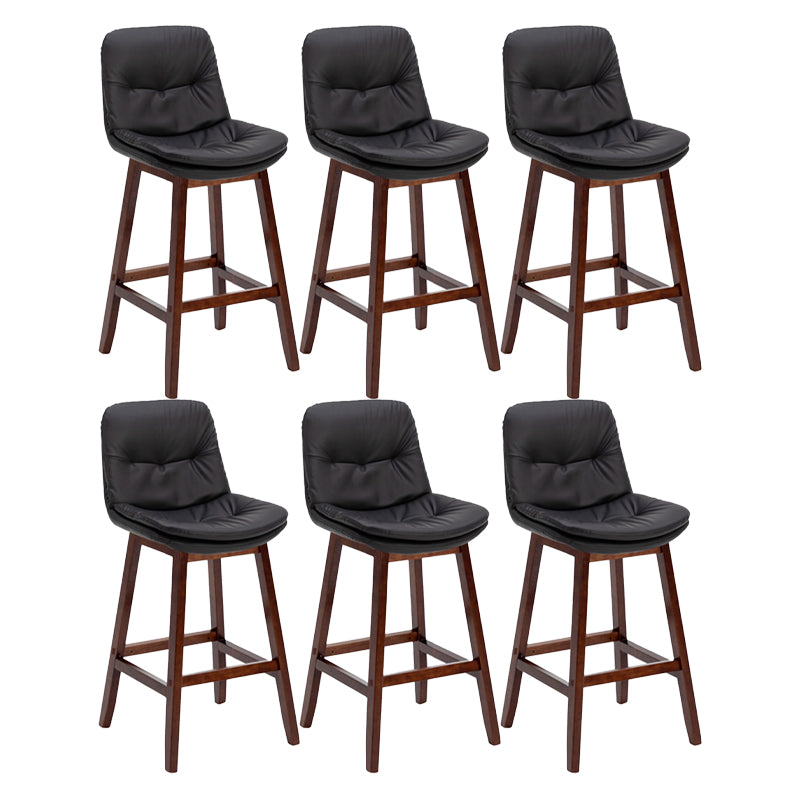 Contemporary Solid Wood Legs Faux Leather Indoor Counter Stools with Cushion Black Brown 6 Piece Set Clearhalo 'Bar Furniture' 'Bar Stools' 'bar_stools' 'furn' 'furn_bar_stools' 'Furniture' 'Kitchen & Dining Furniture' 7756973