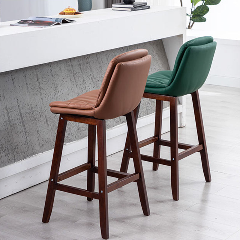 Contemporary Solid Wood Legs Faux Leather Indoor Counter Stools with Cushion Clearhalo 'Bar Furniture' 'Bar Stools' 'bar_stools' 'furn' 'furn_bar_stools' 'Furniture' 'Kitchen & Dining Furniture' 7756974