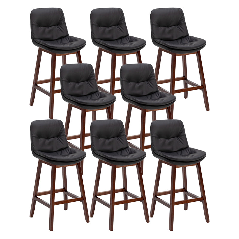Contemporary Solid Wood Legs Faux Leather Indoor Counter Stools with Cushion Black Brown 8 Piece Set Clearhalo 'Bar Furniture' 'Bar Stools' 'bar_stools' 'furn' 'furn_bar_stools' 'Furniture' 'Kitchen & Dining Furniture' 7756976