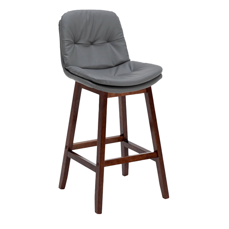 Contemporary Solid Wood Legs Faux Leather Indoor Counter Stools with Cushion Grey Brown 1 Piece Clearhalo 'Bar Furniture' 'Bar Stools' 'bar_stools' 'furn' 'furn_bar_stools' 'Furniture' 'Kitchen & Dining Furniture' 7756978
