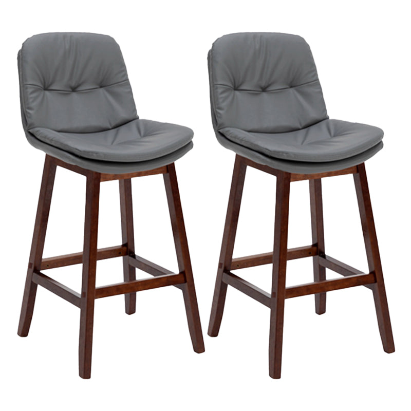 Contemporary Solid Wood Legs Faux Leather Indoor Counter Stools with Cushion Grey Brown 2 Piece Set Clearhalo 'Bar Furniture' 'Bar Stools' 'bar_stools' 'furn' 'furn_bar_stools' 'Furniture' 'Kitchen & Dining Furniture' 7756980