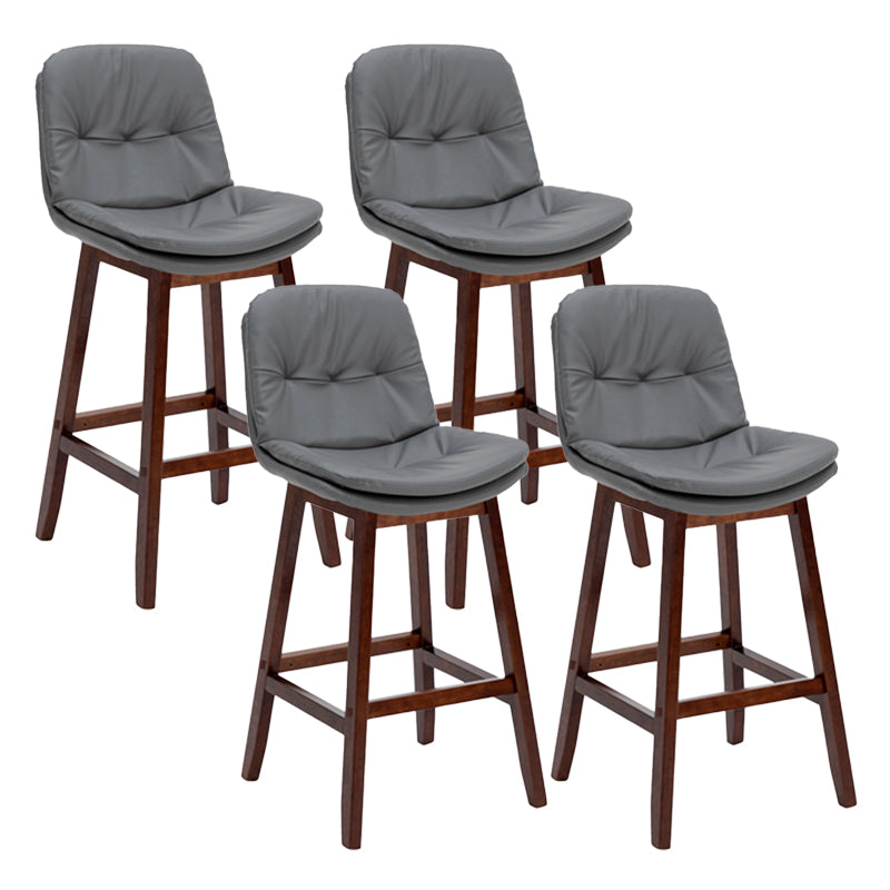 Contemporary Solid Wood Legs Faux Leather Indoor Counter Stools with Cushion Grey Brown 4 Piece Set Clearhalo 'Bar Furniture' 'Bar Stools' 'bar_stools' 'furn' 'furn_bar_stools' 'Furniture' 'Kitchen & Dining Furniture' 7756982