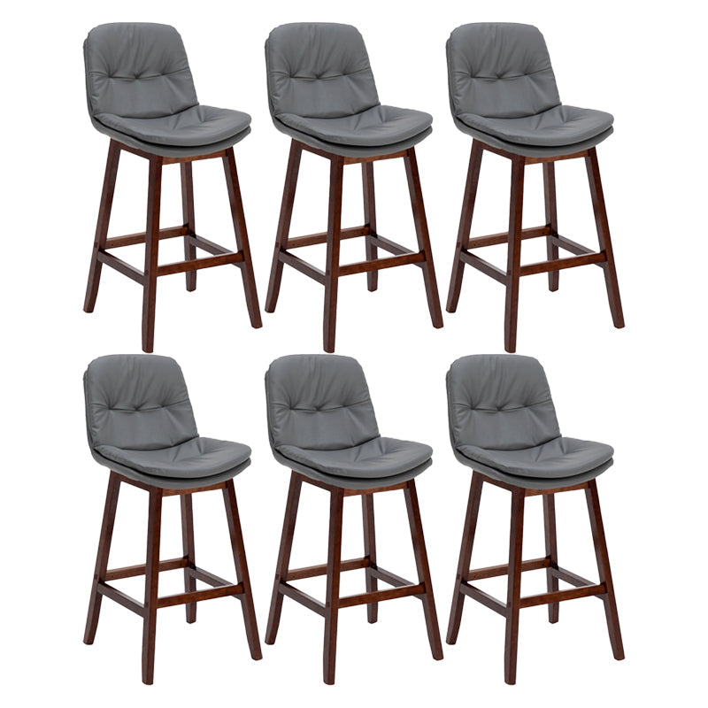 Contemporary Solid Wood Legs Faux Leather Indoor Counter Stools with Cushion Grey Brown 6 Piece Set Clearhalo 'Bar Furniture' 'Bar Stools' 'bar_stools' 'furn' 'furn_bar_stools' 'Furniture' 'Kitchen & Dining Furniture' 7756984