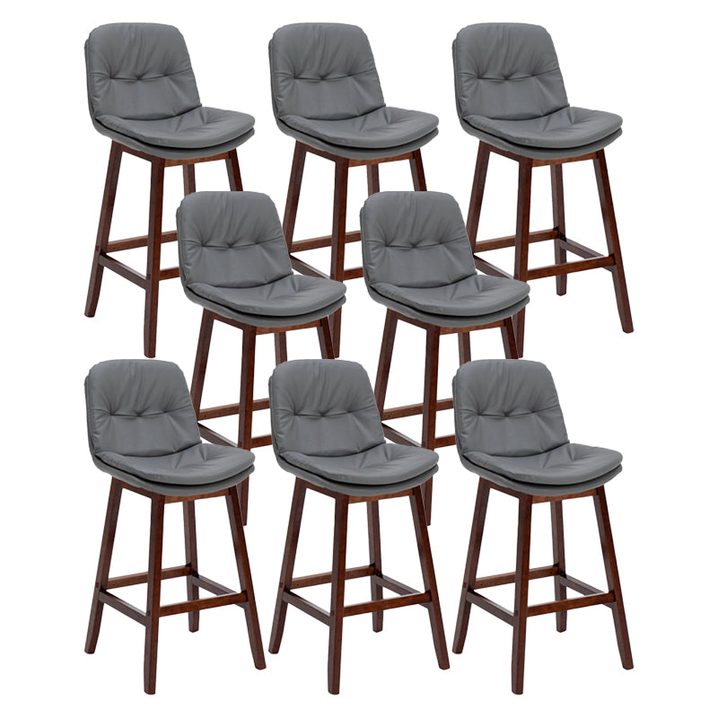 Contemporary Solid Wood Legs Faux Leather Indoor Counter Stools with Cushion Grey Brown 8 Piece Set Clearhalo 'Bar Furniture' 'Bar Stools' 'bar_stools' 'furn' 'furn_bar_stools' 'Furniture' 'Kitchen & Dining Furniture' 7756985