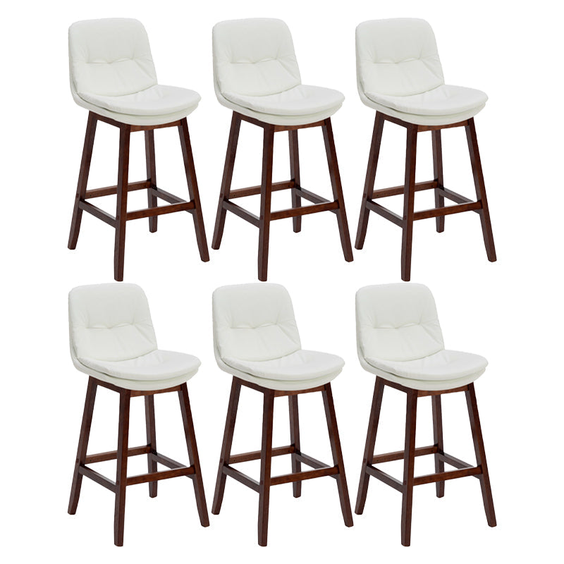 Contemporary Solid Wood Legs Faux Leather Indoor Counter Stools with Cushion White Brown 6 Piece Set Clearhalo 'Bar Furniture' 'Bar Stools' 'bar_stools' 'furn' 'furn_bar_stools' 'Furniture' 'Kitchen & Dining Furniture' 7756990