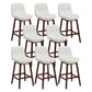Contemporary Solid Wood Legs Faux Leather Indoor Counter Stools with Cushion White Brown 8 Piece Set Clearhalo 'Bar Furniture' 'Bar Stools' 'bar_stools' 'furn' 'furn_bar_stools' 'Furniture' 'Kitchen & Dining Furniture' 7756991