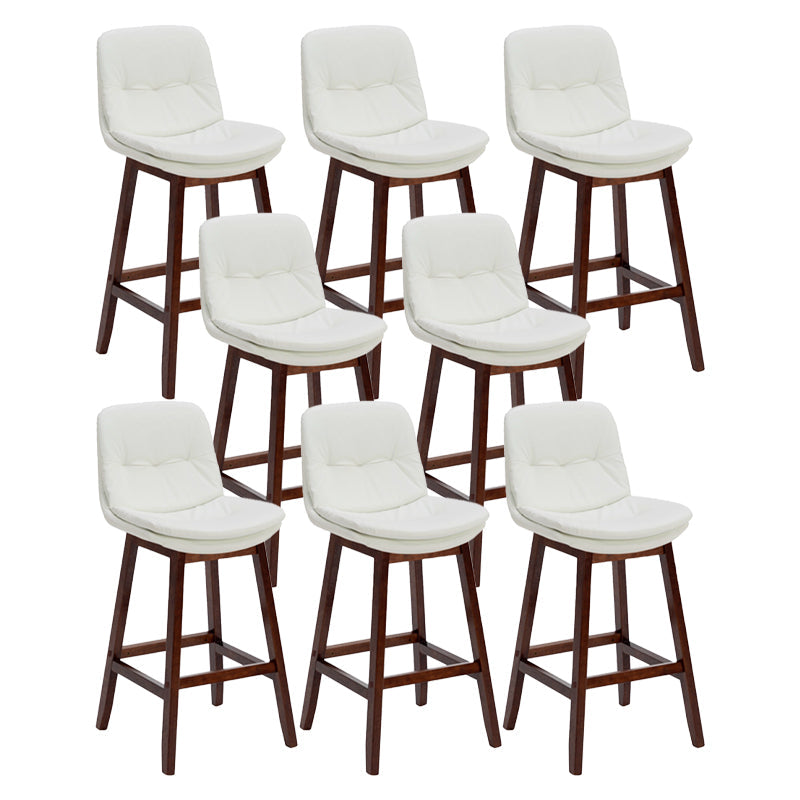 Contemporary Solid Wood Legs Faux Leather Indoor Counter Stools with Cushion White Brown 8 Piece Set Clearhalo 'Bar Furniture' 'Bar Stools' 'bar_stools' 'furn' 'furn_bar_stools' 'Furniture' 'Kitchen & Dining Furniture' 7756991